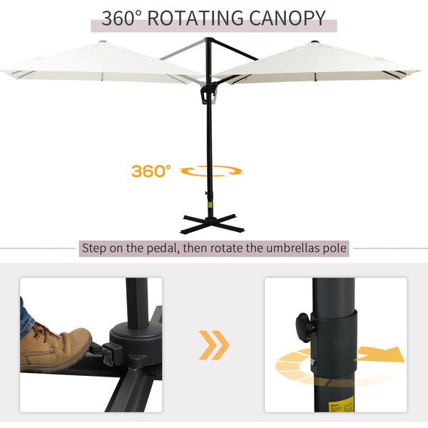 English Elm Outsunny 8Ft Cantilever Patio Umbrella With 360° Rotation & 3-Position Tilt For Ultimate Shade Comfort W2225P200786-GIGA