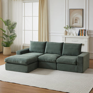 English Elm 99-inch Corduroy L-shaped Sectional Sofa with Reversible Chaise and Neck Pillow Support W834S00614