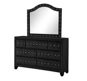 English Elm Encore Modern Style Black Upholstered King 5Pc Bedroom Set With Tufted Headboard & Storage Solutions B009S01693