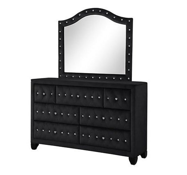 English Elm Encore Modern Style Black Upholstered King 5Pc Bedroom Set With Tufted Headboard & Storage Solutions B009S01693
