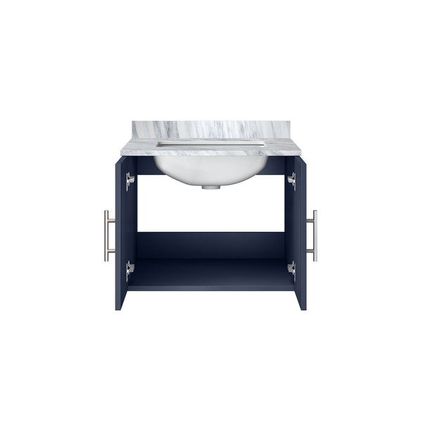 English Elm Navy Bathroom Vanity 24" W X 22" D With Elegant Carrara Marble Top For Small Spaces & Storage B2731P258560