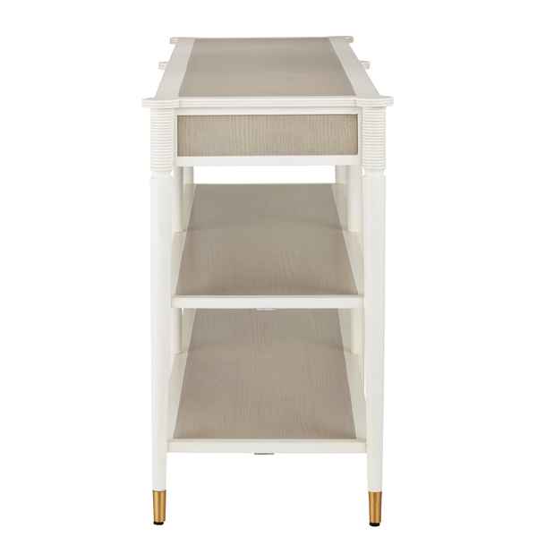 Aster Console Table - Elegant Mahogany & Oak Design with Brass Accents, Perfect for Any Room!