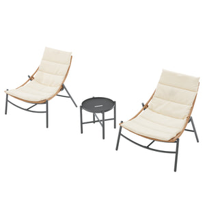 English Elm Sunset 3-Piece Conversation Set with Removable Zippered Cushions, Waterproof UV Fabric, Rust‑Resist Cream B365P397650