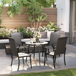 English Elm Outsunny 4 Piece Highback Pe Rattan Patio Armchairs All Weather Deep Seat Set W2225P485565