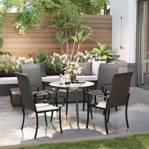 English Elm Outsunny 4 Piece Highback Pe Rattan Patio Armchairs All Weather Deep Seat Set W2225P485565