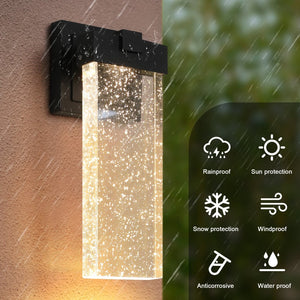 English Elm 2-pack Outdoor Led Wall Sconces Bubble Crystal Aluminum Dusk to Dawn Porch Lights W2312P415986