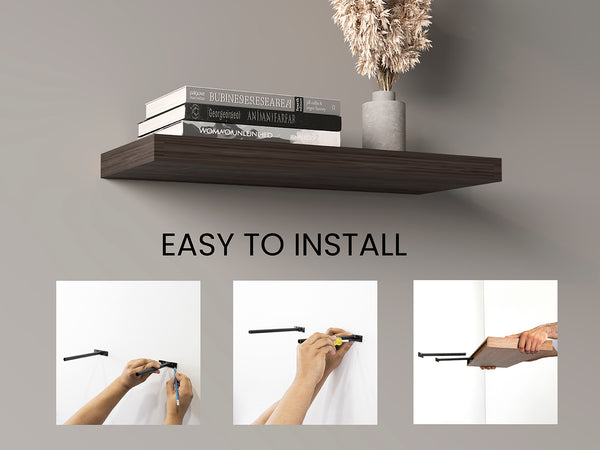 English Elm Ecco 31.5" Floating Shelves Set of 2 in Dark Walnut — Hidden Brackets, Sturdy Modern Storage for Home B070P351139