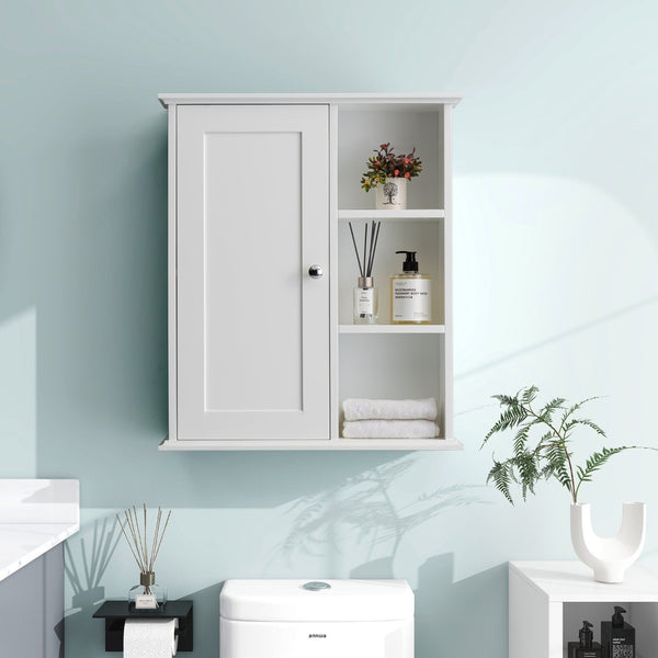 English Elm Upgraded Wall Mounted Bathroom Cabinet Mdf Soft Close Over Toilet Organizer White T3785P356593