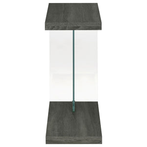 English Elm Sampson Weathered Grey C-Shape Side Table — Rustic Engineered Wood, Space-Saving Slide-Under Design, Durable Finish B062P328686