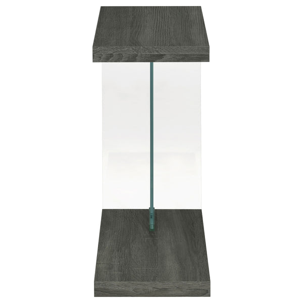 English Elm Sampson Weathered Grey C-Shape Side Table — Rustic Engineered Wood, Space-Saving Slide-Under Design, Durable Finish B062P328686