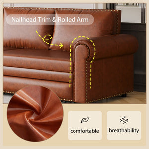 English Elm Chesterfield Velvet King Sleeper Sofa with Nailhead Trim and Rolled Arms for Living Room W1885S00359