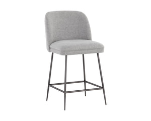 Sunpan Kelty Counter Stool - Chic Boucle Fabric Seat with Elegant Gold Stainless Steel Legs for Dining Space Gunmetal / Soho Grey