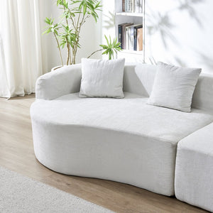 English Elm 111" L Shaped Cloud Sofa Plush Chenille Upholstered High Density Foam Apartment Living Room Beige W1669S00057