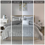 Intelligent Design Raina Modern/Contemporary Metallic Printed Duvet Cover Set ID12-1393 Grey/Silver