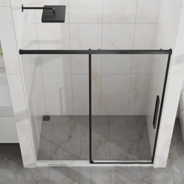 English Elm Goodyo 60" W X 72" H Semi-Frameless Sliding Shower Door With Easy-Clean Glass & Matte Black Hardware D163118750