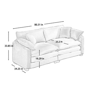 English Elm Modern Corduroy Sofa Set – Two 2-Seater Sofas With 8 Cushions For Cozy Living Room Comfort W714S00772