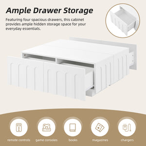 English Elm On-Trend Modern Dual-Function Coffee Table & Tv Stand Set For Tvs Up To 80", Elegant Storage Solution N721S000054K