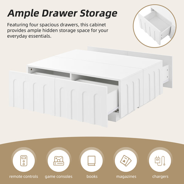 English Elm On-Trend Modern Dual-Function Coffee Table & Tv Stand Set For Tvs Up To 80", Elegant Storage Solution N721S000054K