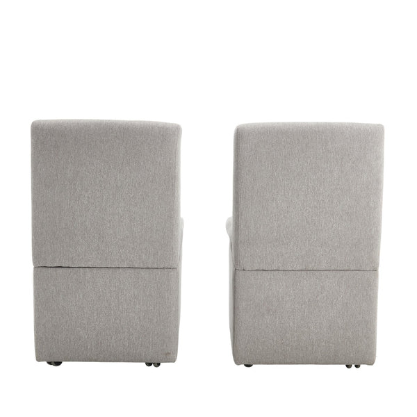 English Elm COOLMORE Swivel Rolling Dining Chair with Hidden Storage, Linen Upholstered 4-Wheel Multiuse Seat Light Gray W1539P277684