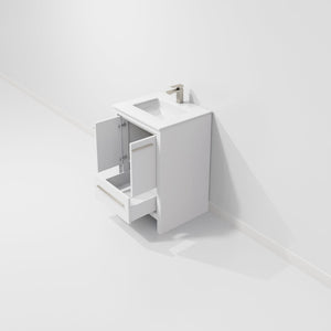 English Elm White Bath Vanity With Cultured Marble Top & Gun Metal Faucet - Space-Saving Design For Modern Homes B2731P259282-GIGA