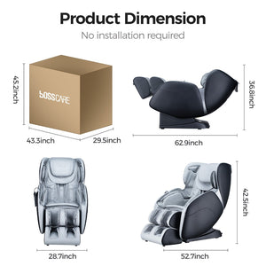 English Elm Bosscare Zero Gravity Sl-track Shiatsu Full Body Massage Chair with Heating W730P162499