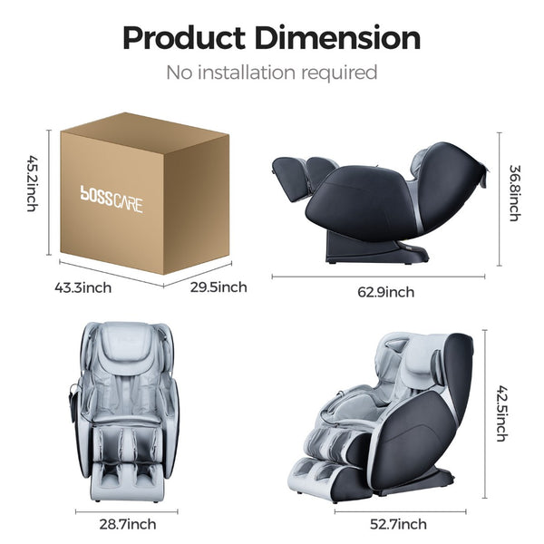 English Elm Bosscare Zero Gravity Sl-track Shiatsu Full Body Massage Chair with Heating W730P162499