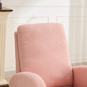 English Elm 27.2"W Rocking Chair Sherpa Glider with High Back and Side Pocket, Cozy Foam Seat, Rubber Wood Legs Pink W3188P304606