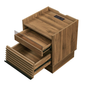 English Elm Christopher Knight Home® - Mid Mid Century Modern Nightstand with USB Charging Station, LED App-Control Lights, 2 Drawers, Sleek Design Brown 22.24 L x 18.7 W x 7.09 H N761P255453Z