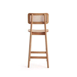 English Elm Versailles Cane Back Wood Counter Stool with Solid Ash Frame, Rattan Seat, 275 lb Capacity, Fully Assembled Natural B365P398032