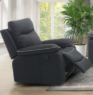 English Elm CHAIR, Black Faux Leather Recliner with Manual Recline, High-Resilience Foam Padding, Modern Silhouette B205P247362