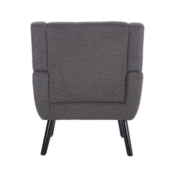 English Elm Modern Pu Leather Ergonomic Accent Chair with Padded Arms and Matte Black Legs Grey W676P172469