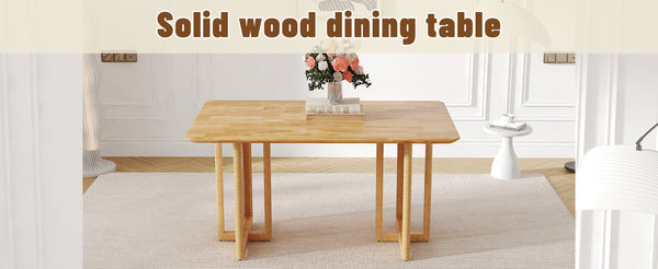 English Elm Chinese country retro solid dining table with imitation rattan legs, solid rubber frame, versatile desk Wood W1151P154592