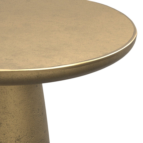 English Elm Dominique Hand-Finished Cast Aluminum Side Table in Antique Brass Finish, 22" Round, Versatile Accent Piece B136P239035