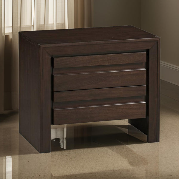 English Elm Wooden Mahogany Nightstand Two Drawer Transitional Bedside Table Rich Espresso Finish B056P417129