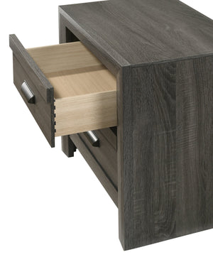 English Elm 1pc Two-Drawer Nightstand with Wood Grain Finish, Compact Modern Bedroom Storage Accent Table, 21.6x16.4x23.7" Gray 25.94 L x 18.19 W x 27.67 H B011P368149