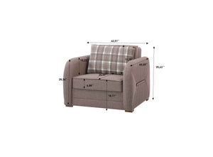 English Elm PrimeNest Flyte Collection Upholstered Convertible Armchair with Hidden Storage, Chenille Comfort Fold-Out Sleeper Beige B030P286242