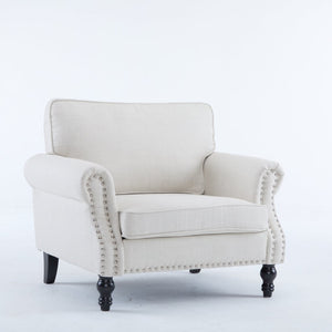 English Elm 40.16 Inch Faux Leather Accent Chair Nailhead Trim Rolled Arm Traditional Single Seat Sofa W2911P222675