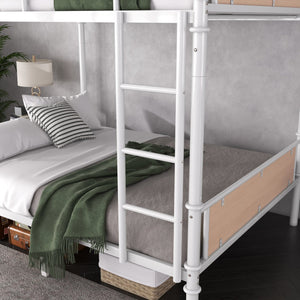 English Elm Twin Twin XL over Twin XL Metal Bunk Bed, Industrial White Detachable Design with Guard Rails, 300lb Capacity W2580P304984