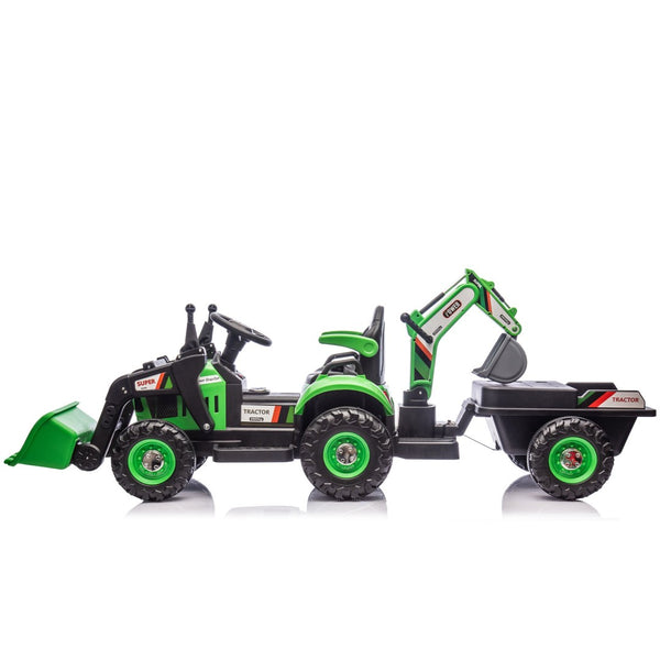 English Elm 24v Kids Electric Tractor with Swappable Construction Attachments and Parent Remote W1578P230013