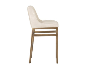 Sunpan Halden Urban Bar Stool with Bold Channel Tufting and Rustic Bronze Steel Frame for Stylish Spaces Bravo Cream
