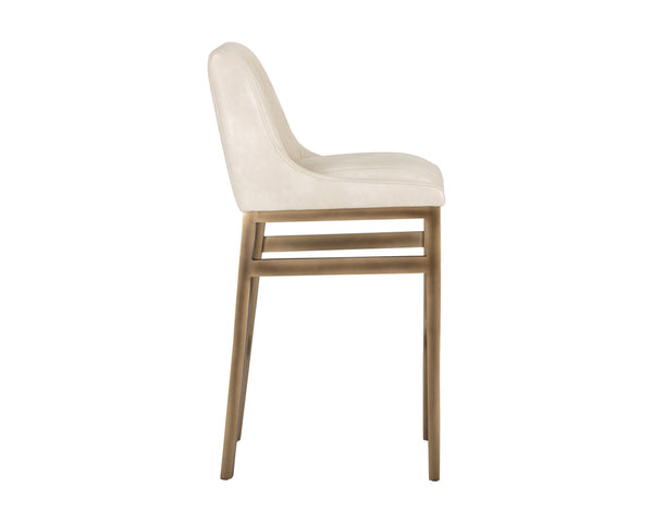 Sunpan Halden Urban Bar Stool with Bold Channel Tufting and Rustic Bronze Steel Frame for Stylish Spaces Bravo Cream
