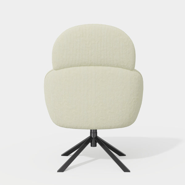 English Elm Modern Swivel Accent Chair with Adjustable Headrest, Oversized Corduroy Upholstered Rocking Recliner for Living Room Beige T3950P397486