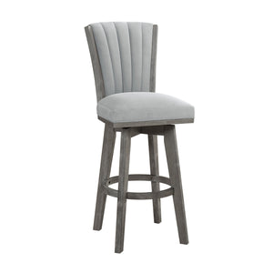 English Elm Gray Pub Height Swivel Chairs Set Of 2 - Soft Velvet Upholstered Dining Seats With Solid Wood Frame B011P220998
