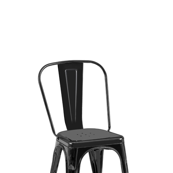English Elm Set Of 2 High-Gloss Black Metal Dining Chairs - Stackable, Lightweight, Easy-Clean, Modern Industrial Design B347P383407-GIGA