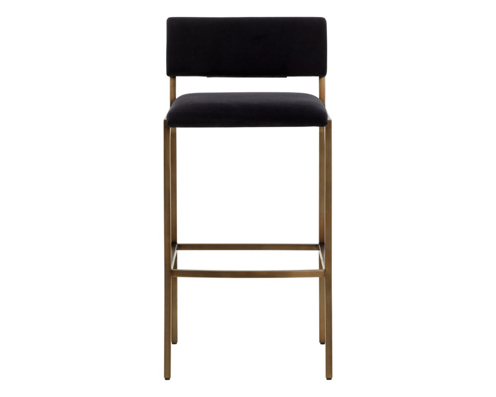 Sunpan MORI Barstool - Abbington Black Elegance with Plush Comfort, Gold Accents for Modern Interiors 112149