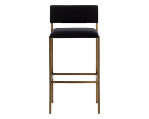 Sunpan MORI Barstool - Abbington Black Elegance with Plush Comfort, Gold Accents for Modern Interiors 112149