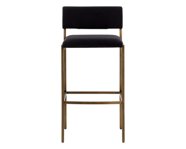 Sunpan MORI Barstool - Abbington Black Elegance with Plush Comfort, Gold Accents for Modern Interiors 112149