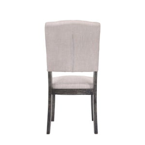 English Elm Transitional Tufted Back Dining Chairs Set of 2 – Padded Linen Upholstery, Weathered Finish Wood Frame, Rustic Charm and Comfort for Dining Rooms Gray 15 L x 45 W x 21 H B2741P345901