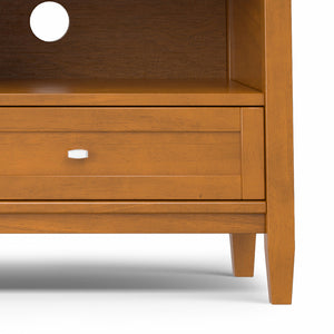 English Elm Warm 72" Low TV Media Stand Light Brown Solid Wood 80" TV Capacity Shaker Design Storage Drawers B136P203481