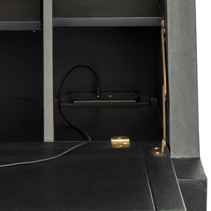 Verona Black Secretary Desk - Stylish Lacquered Design with USB Ports, Adjustable Shelves & Safety Features